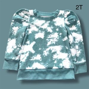 Grayson Mini Tie Dye Fleece Lined Puff Sleeve Sweatshirt Size 2T.